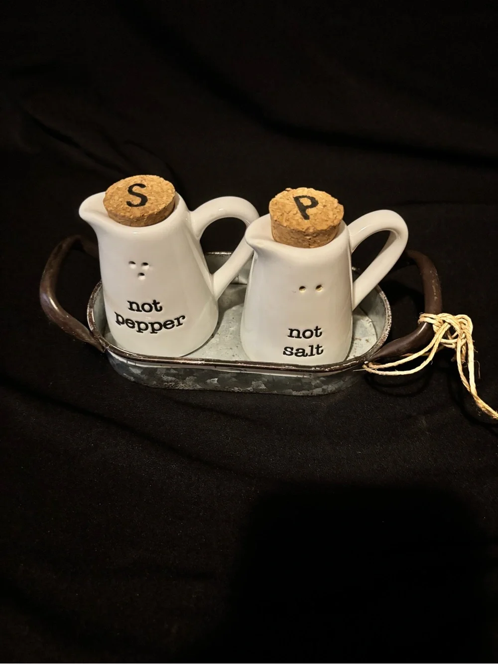 Mud Pie Not Salt and Pepper Caddy Set. Cottage Core.